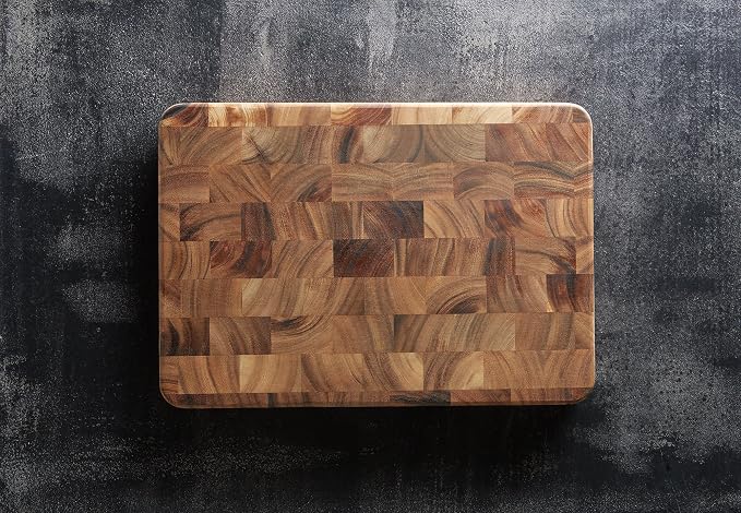 Ironwood Gourmet Large End Grain Prep Station Acacia Wood Cutting Board, 14 x 20-Inch, Brown