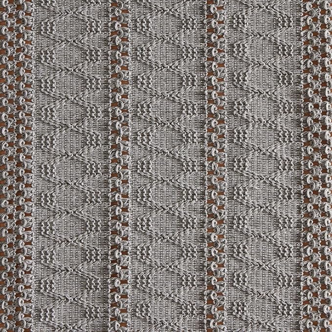 ZeeMart Macrame Style Boho Placemats Set of 4, Grey 12x20 Inch | Decorative Farmhouse Table Mats, Natural Cotton Woven Place Mats, Bohemian Home Decor for Kitchen Dining Table
