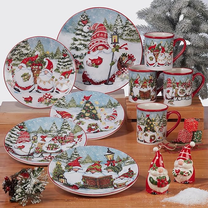 Certified International Christmas Gnomes 16 oz. Mugs, Set of 4 Assorted Designs