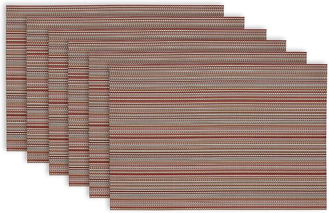 DII PVC Tabletop Collection Placemat Set, Rectangle, 13x17.25, Tango Red, 6 Piece