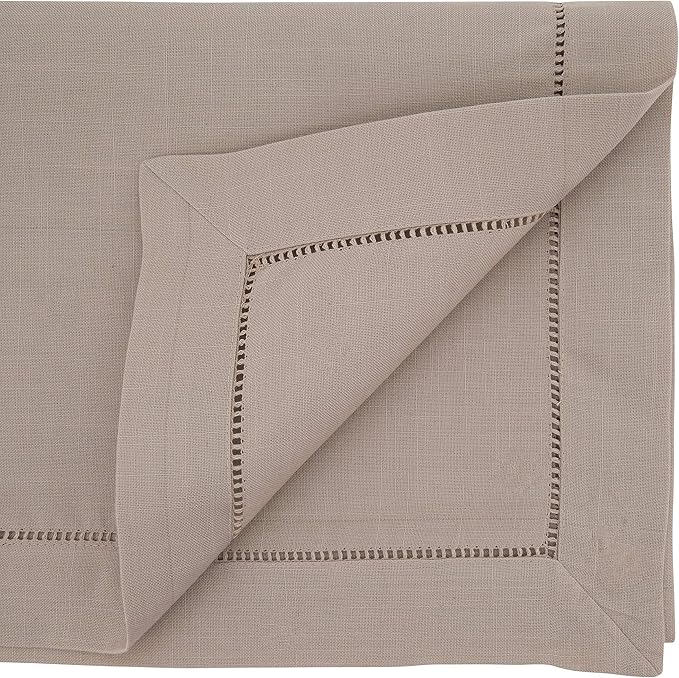 SARO LIFESTYLE Hemstitched Border Table Runner, Taupe, 16"x72"