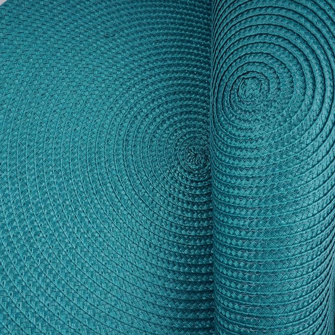 Round Braided Placemats Set of 4 Washable Easy to Clean Place Mats for Dining Tables Woven Non-Slip Heat Resistant Table Mats 15 Inch (Blue)