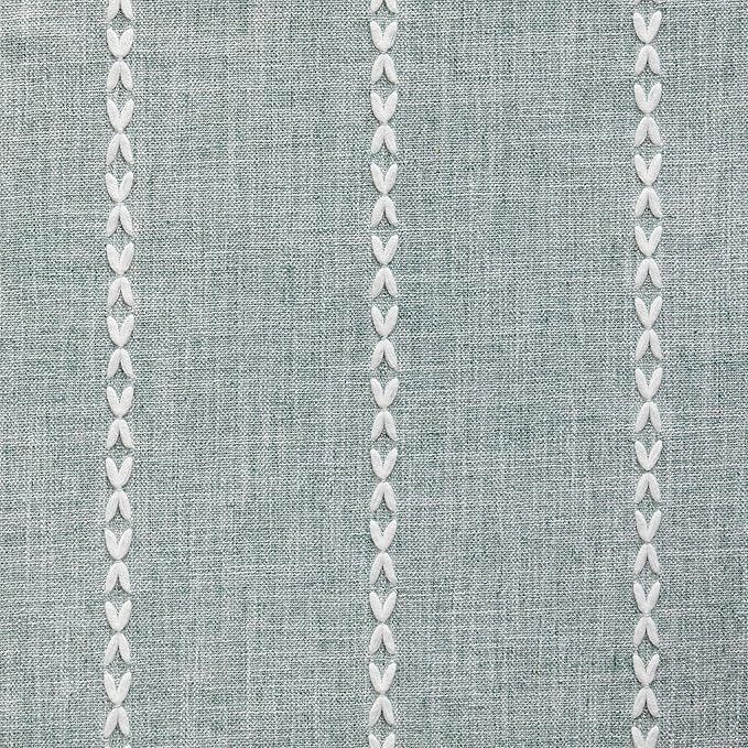 Braided Farmhouse Table Runner,Braided Dusty Blue 13x108 Inch, Cotton Linen Table Runners 108 Inches Long, Embroidered Striped Dusty Blue Boho Table Runner Rustic Home Decor
