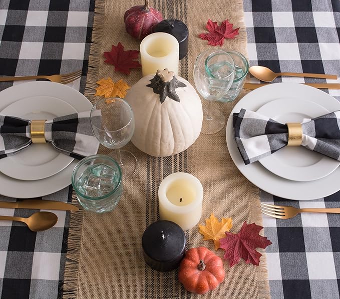 DII Jute Burlap Collection Kitchen Tabletop, Table Runner, 14x72, Middle Stripe Artichoke
