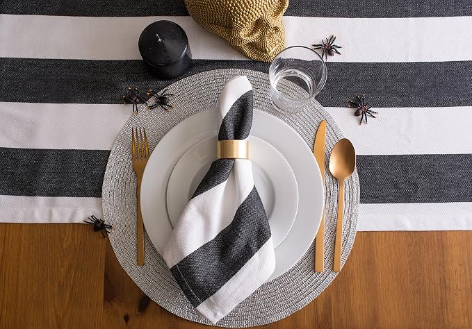 DII Woven Placemats Collection Metallic Round Placemat Set, 15", Platinum Silver, 4 Piece