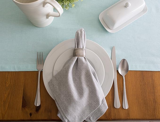 DII Chambray Kitchen, Tabletop Collection, Aqua, 14x72 Table Runner