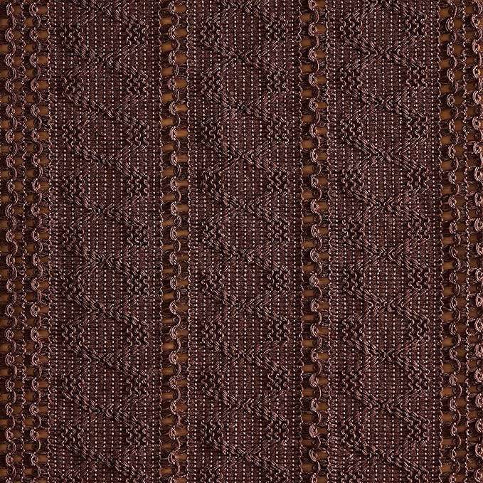 ZeeMart Macrame Style Boho Placemats Set of 6, Chocolate 12x20 Inch | Decorative Farmhouse Table Mats, Natural Cotton Woven Place Mats, Bohemian Home Decor for Kitchen Dining Table
