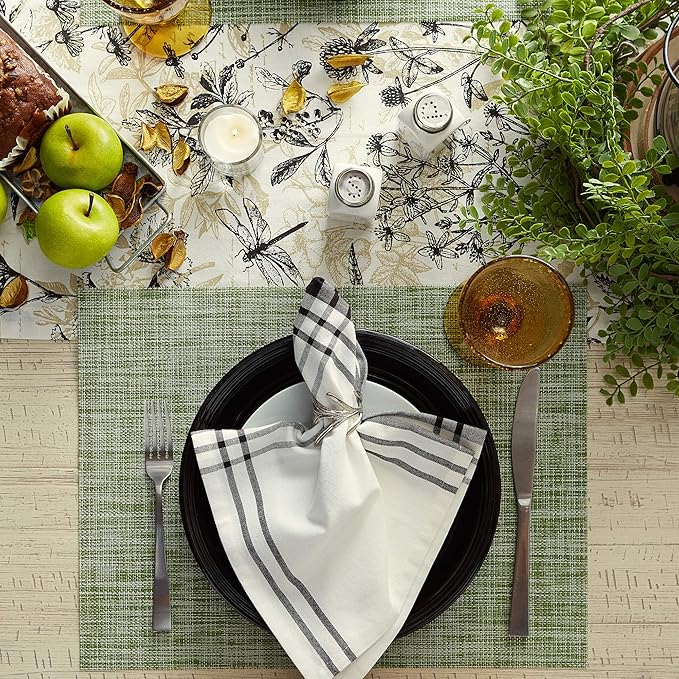 DII PVC Tabletop Collection Placemat Set, Rectangle, 13x17.25, Fig Green, 6 Piece