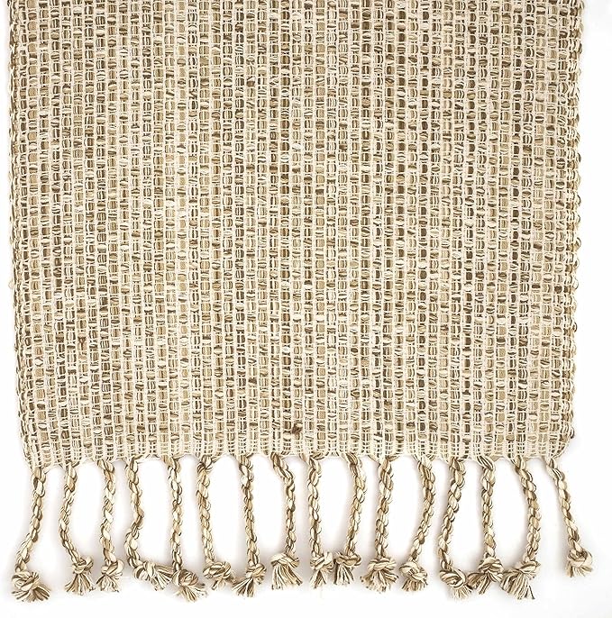 100% Cotton Table Runner for Dining Room Tables Rectangle Two Tone Woven Fabric 72" x 13" Soft Durable Table Runner, Eggshell(Pack of 1)