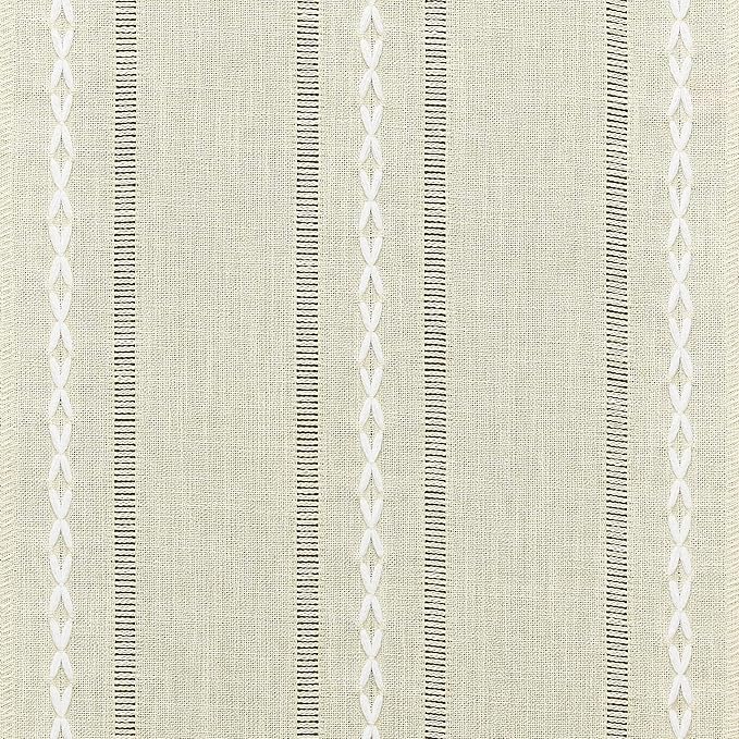 Hemstitched Farmhouse Table Runner, Beige 13x36 Inch, Cotton Linen Table Runners 36 Inches Long, Embroidered Striped Beige Boho Table Runner Rustic Home Decor
